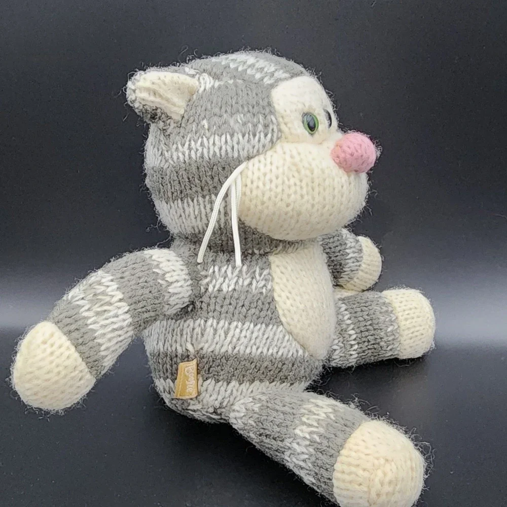 Hallmark KNIT Stuffed Plush Gray And White Striped‎ 8